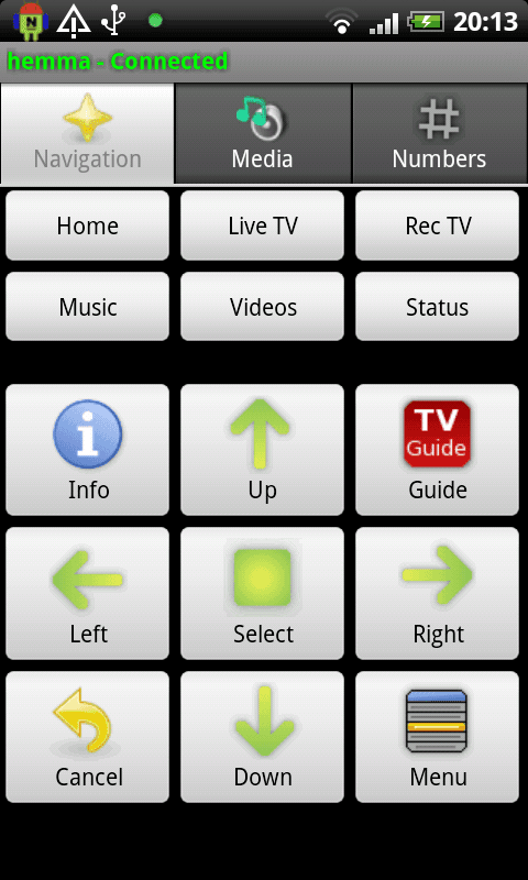 Android remote control interface from Android market