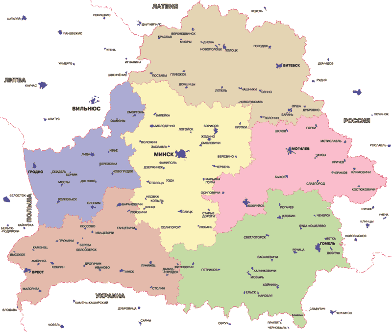 Карта Беларуси Карта Беларуси