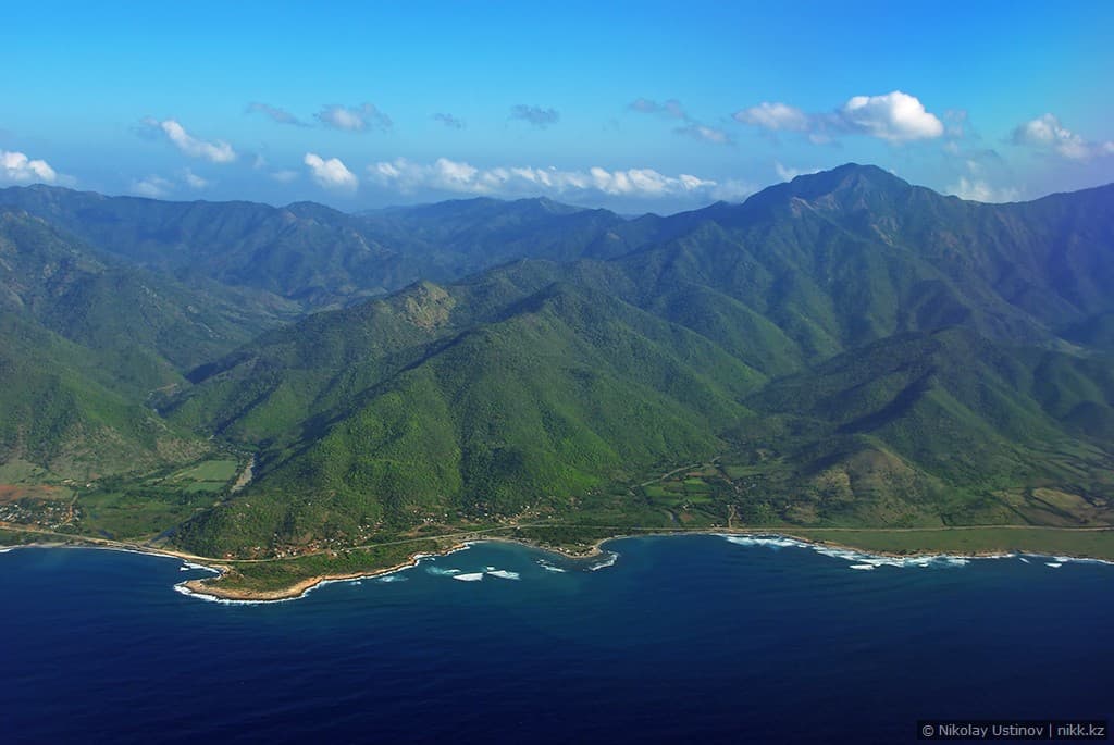Carribbean sea overview from aircraft Cuba