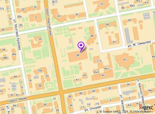 Карта проезда к ДК Жастар Карта проезда к ДК Жастар