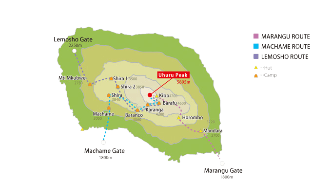 Marangu route map Marangu route map