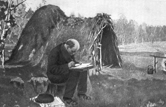 Ленин в шалаше Мы будем жить с тобой в маленькой хижине